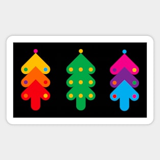 Merry Christmas with colorful Christmas trees, version two Magnet